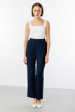 Ekol Minimalist High-Waisted Midi Women's Trousers - Casual & Office Chic