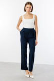 Ekol Minimalist High-Waisted Midi Women's Trousers - Casual & Office Chic