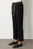 Ekol Slit Hem Pants with Chain Belt