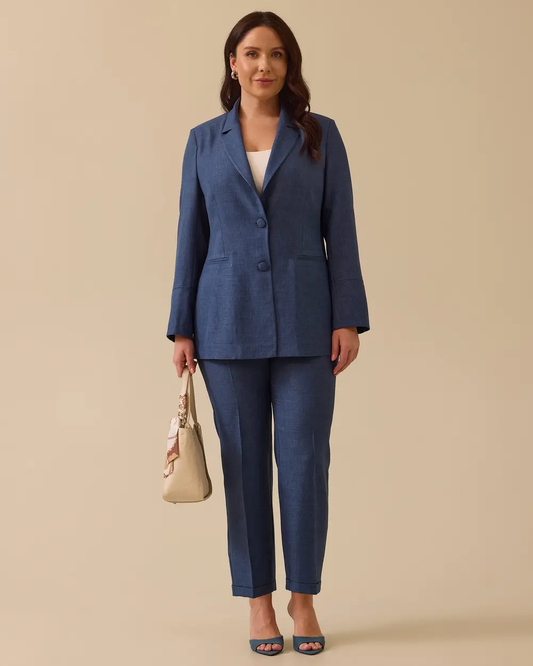 Gala-xi Minimalist Yüksek Bel Regular Fit Keten Kadın Pantolon - Günlük