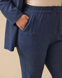 Gala-xi Minimalist Yüksek Bel Regular Fit Keten Kadın Pantolon - Günlük