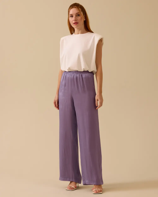 SCL Oversize Midi Satin Trousers - For Casual & Evening Outfits