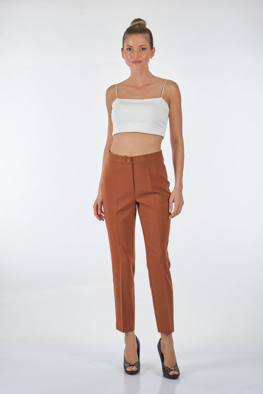 Seleste Minimalist Yüksek Bel 7/8 Kadın Pantolon - Modern Kesim, Günlük & İş