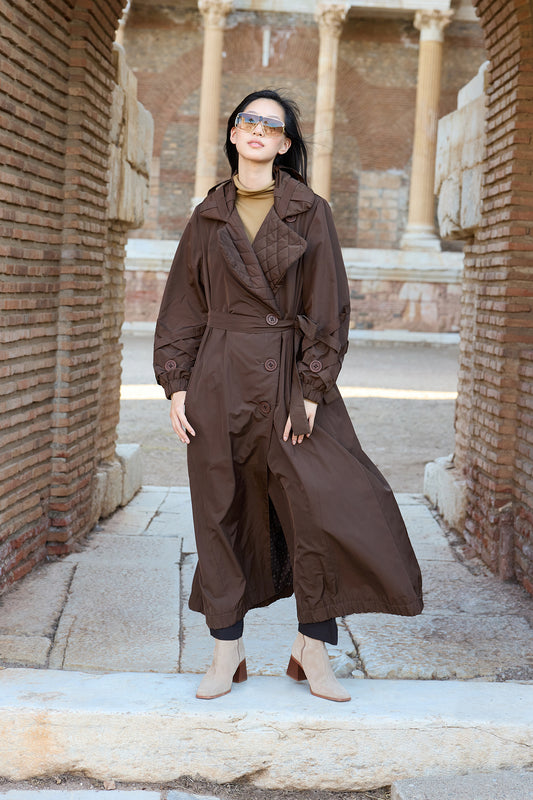 Misswhence Oversize Midi Trençkot - Kapüşonlu, Kemerli, Günlük