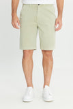 Regular Fit, Normal Cut, Elastic Waist Detail, Light Green Cotton Stretch Chino Shorts