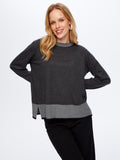 Color Blocked Crew Neck Knit Blouse by Faik Sönmez