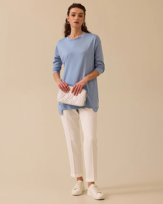 SCL Oversize Midi Günlük Kadın Tunik - 3/4 Kol - Minimalist
