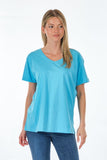Seçil Kadın Oversize V Yaka Kısa Kol Minimalist T-Shirt - Günlük Kullanım