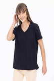Seçil Kadın Oversize V Yaka Kısa Kol Minimalist T-Shirt - Günlük Kullanım