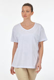 Seçil Kadın Oversize V Yaka Kısa Kol Minimalist T-Shirt - Günlük Kullanım