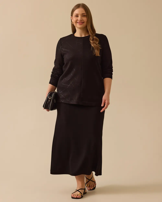 Plus Size Patterned Sweatshirt Gala-Xi