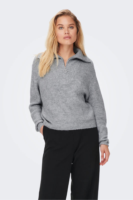 Only Oversize Yarım Fermuarlı Uzun Kol Kadın Sweatshirt - Minimalist Stil