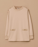 dik yaka düğme detaylı sweatshirt Scl