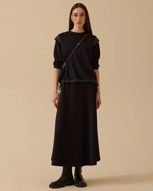 çizgi detaylı bağcıklı sweatshirt Scl