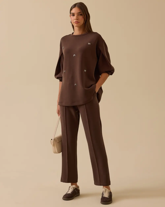 Loose-sleeved sweatshirt with accessory details - Seçil