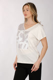 Daıdo Kadın V Yaka Kısa Kol Minimalist T-Shirt - Günlük Kullanım
