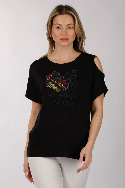 Daido Oversize Omuz Detaylı Kısa Kol Minimalist Kadın T-Shirt