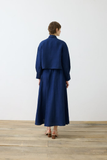 Denim Effect Linen Skirt Suit Tailor Shop