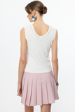 Sleeveless Blouse with Embellished Collar