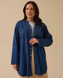 Plus Size Foldable Sleeve Jean Tunic Gala-Xi
