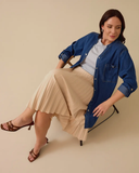 Plus Size Foldable Sleeve Jean Tunic Gala-Xi
