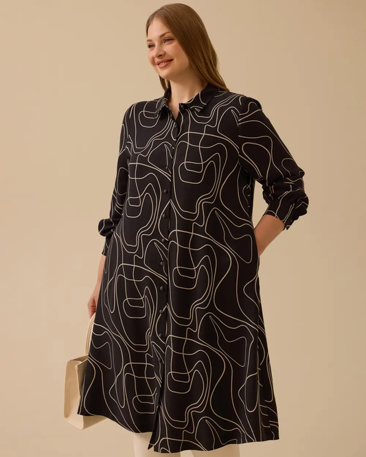 Plus size patterned long tunic Gala-Xi