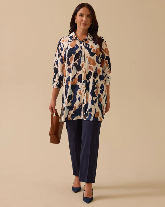 Plus size patterned button-down tunic Gala-Xi