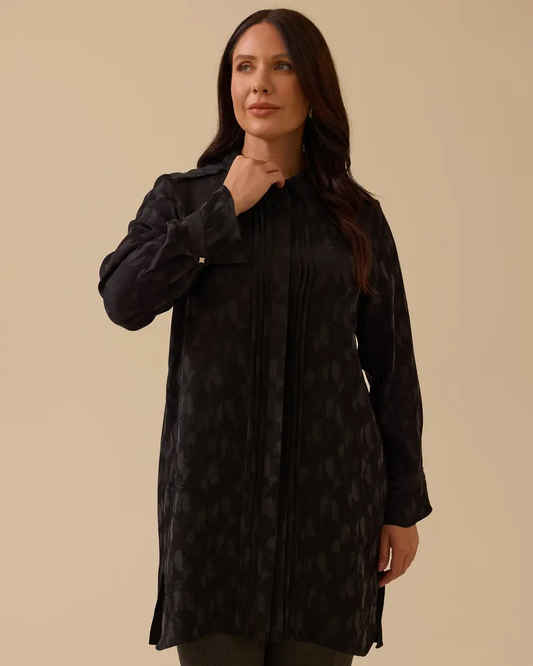Plus size patterned tunic with pleat details, Gala-Xi