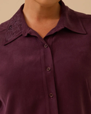 Plus size floral embroidered button-down tunic Gala-Xi