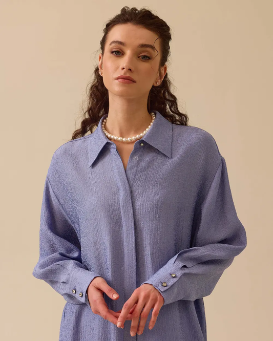 SCL Oversized Midi Shirt Collar Women's Tunic - Everyday Elegance
