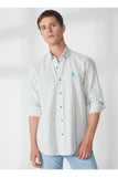 U.S. Polo Assn. Erkek Uzun Kol Geometrik Desen Gömlek - Minimalist Stil