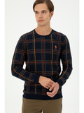 U.S. Polo Assn. Erkek Kareli Desenli Uzun Kol Sweatshirt - Rahat ve Şık