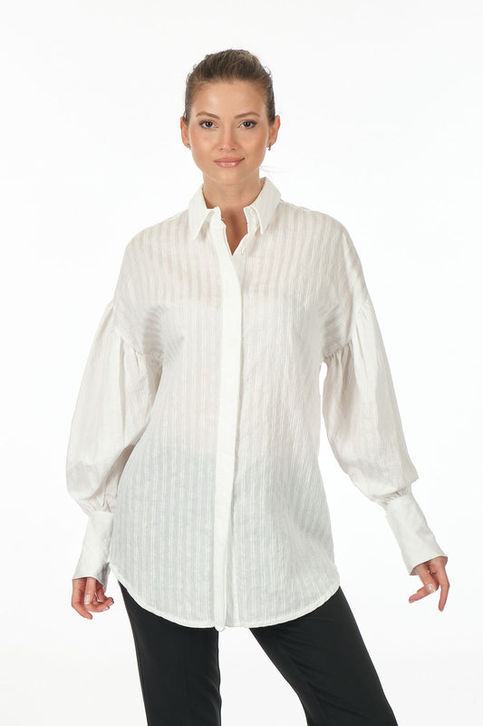 Unique Mode Oversize Balon Kol Midi Gömlek - Minimalist Şıklık