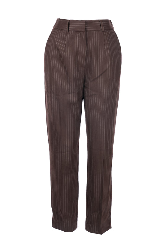 Unique Mode Minimalist Çizgili Midi Kadın Pantolon - Yüksek Bel
