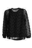 Vedi-bb Oversize Long Sleeve Mesh Women's Blouse - Minimalist Design