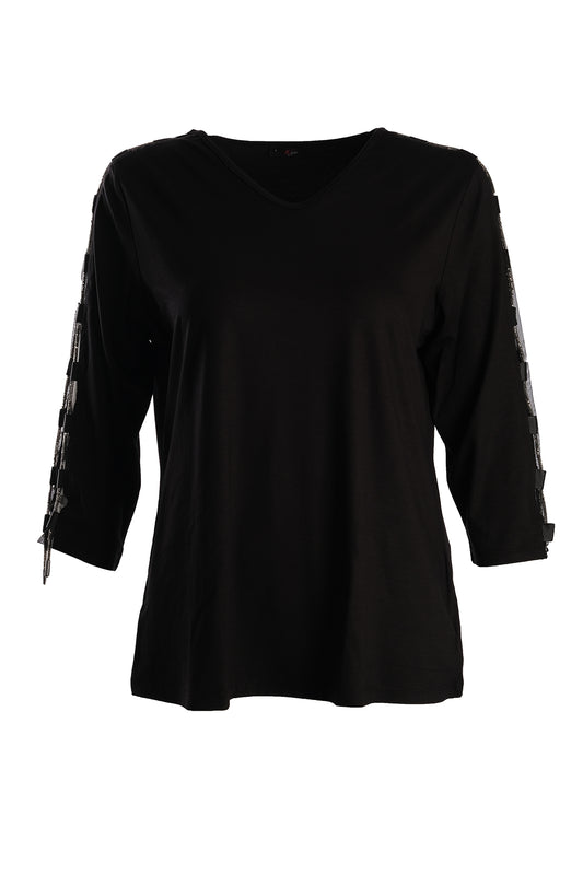 Vedi-bb Minimalist V-Neck 3/4 Sleeve Women's Blouse - Casual & Special Occasions