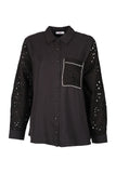 Vedi-bb Oversize Lace Detail Long Sleeve Women's Shirt - Minimalist Style