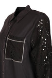 Vedi-bb Oversize Lace Detail Long Sleeve Women's Shirt - Minimalist Style