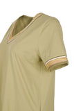 Vedi-bb Kadın Oversize V Yaka Minimalist T-Shirt - Kısa Kol