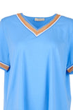 Vedi-bb Kadın Oversize V Yaka Minimalist T-Shirt - Kısa Kol