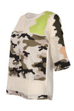Vedi Minimalist 3/4 Kol Kamuflaj Desen Kadın Bluz - Günlük Şıklık