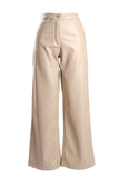 Vedi Minimalist Leather High Waist Wide Leg Women's Trousers - Casual & Chic