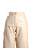 Vedi Minimalist Leather High Waist Wide Leg Women's Trousers - Casual & Chic