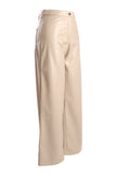 Vedi Minimalist Leather High Waist Wide Leg Women's Trousers - Casual & Chic