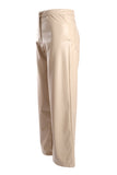 Vedi Minimalist Leather High Waist Wide Leg Women's Trousers - Casual & Chic