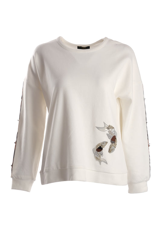 Vedi Oversize Nakışlı Kadın Sweatshirt - Minimalist Günlük Stil