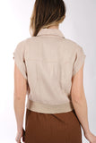 Ysatis Minimalist Kolsuz Crop Yelek - Gömlek Yaka