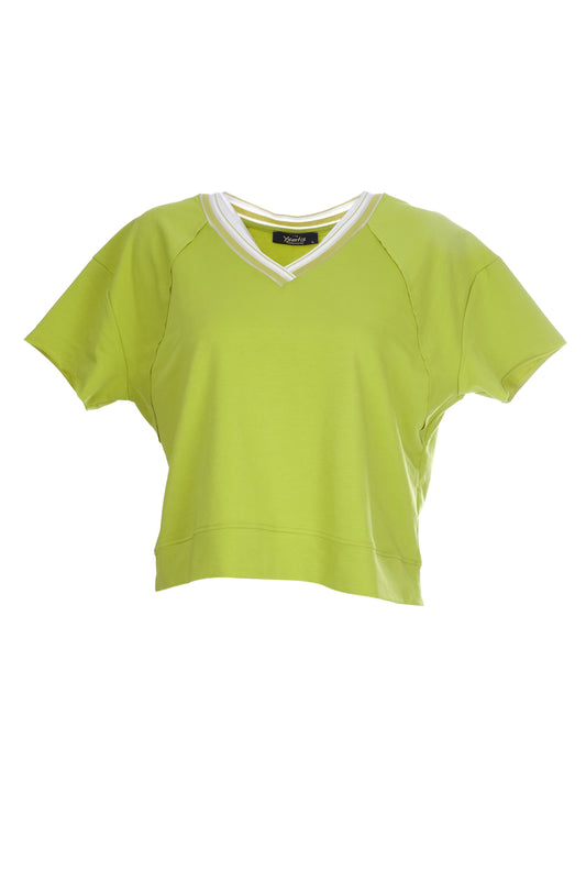 Ysatis Minimalist V Yaka Kısa Kol Crop Bluz - Günlük Kullanım