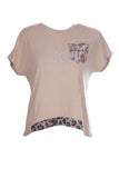 Ysatis Minimalist Oversize Kısa Kol Kadın Bluz - Leopar Detay