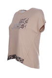 Ysatis Minimalist Oversize Kısa Kol Kadın Bluz - Leopar Detay